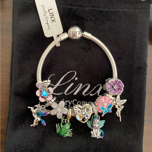 Linx Snake Chain Bracelet with Fairy Unicorn Frog Dragon and Butterfly Charms